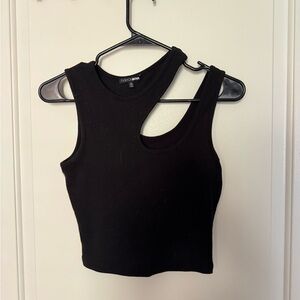 Fashion Nova Black Asymmetrical Tank Top